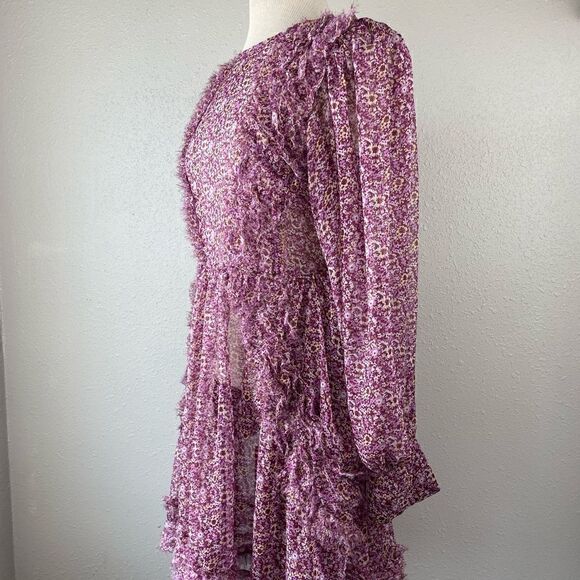 Anthropologie O.P.T Floral Ruffle Long Sleeve Flare Dress Size S EUC - Picture 3 of 8